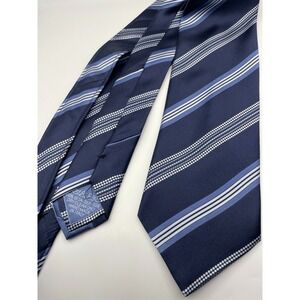 Italo Ferretti Navy Blue Striped Silk Tie Handmade Italy Moda Mario Mens Necktie